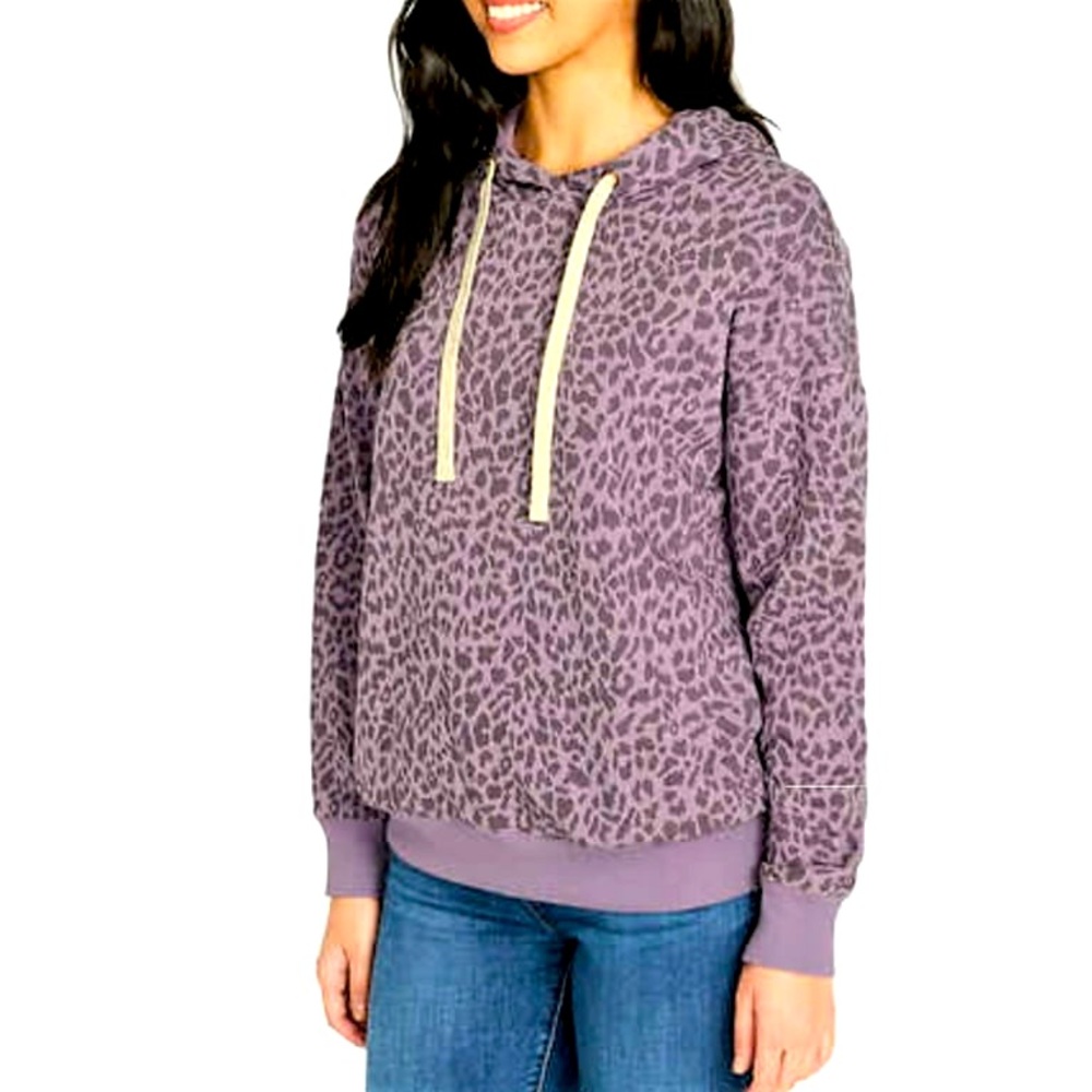 Buffalo Hoodie for women, color purple, leopard pattern